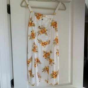 Mink pink white mini dress with yellow flowers
